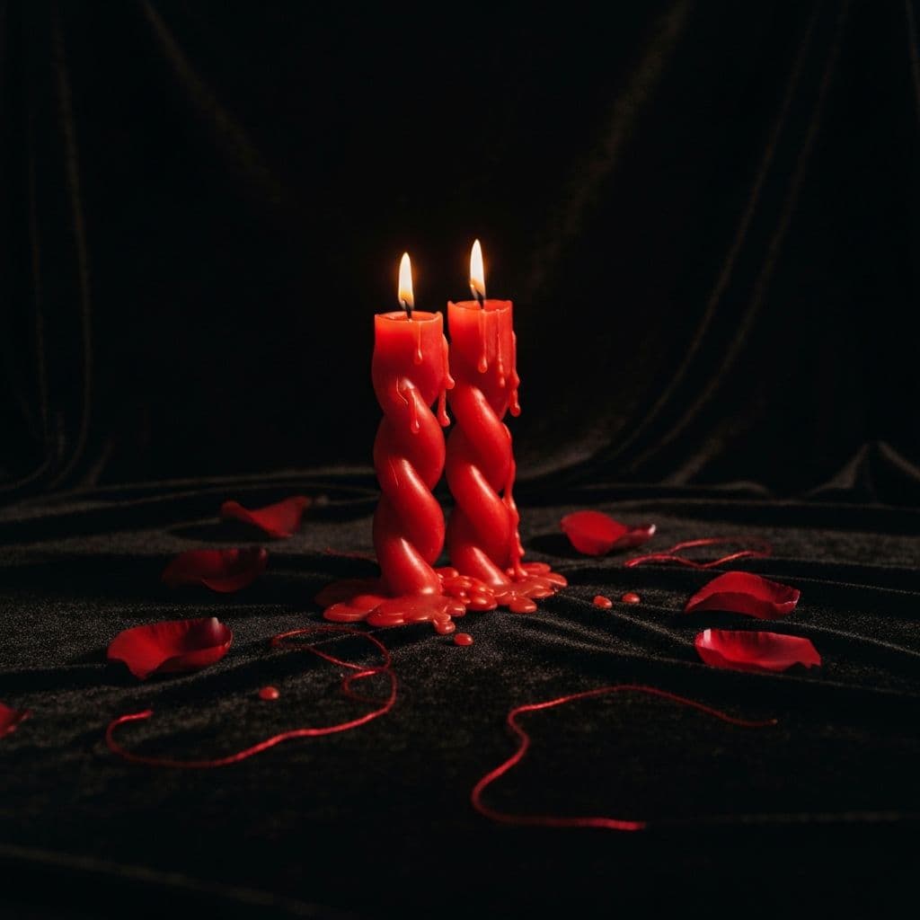 Ritual de amarre de amor con velas rojas y elementos naturales